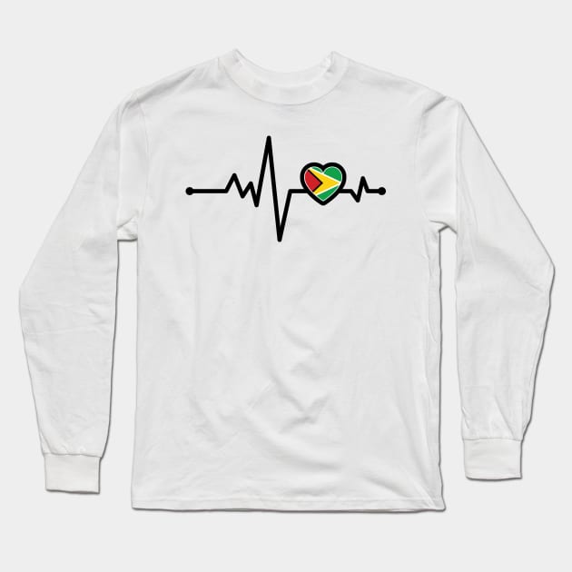 Guyana Heart Monitor Long Sleeve T-Shirt by IslandConcepts